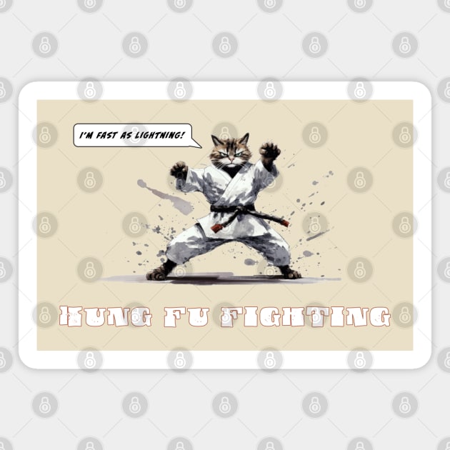 Kung Fu Fighting Cat Magnet by MythicLegendsDigital